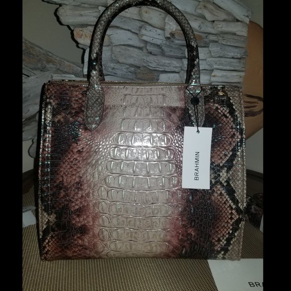 Brahmin Diamondback Caroline Satchel Snake Handbag NEW - Picture 3 of 6